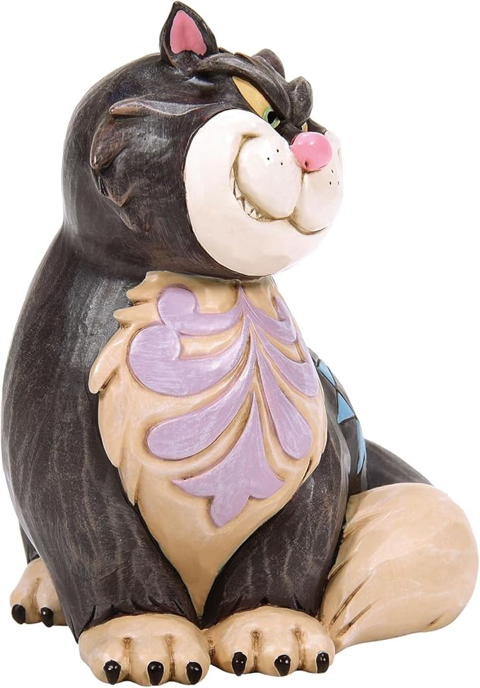 Enesco Disney Traditions Collection by Jim Shore Cinderella Lucifer the Cat Miniature Figurine- Stone Resin Hand Painted Crafted Collectible Disney Princess Mini Figurines Home Decor Statue, 3.75 Inch