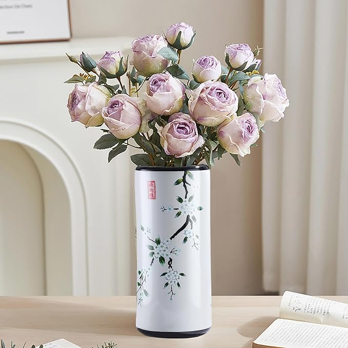 Ceramic Umbrella Stand Living Room Floor-Standing Freestanding Cane Chinese Umbrella Stand Multifunctional Painted Porcelain Vintage Ceramics Flower Vases for Home Office Entrance Indoor(D)