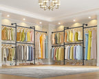 Timate P3 Closet Organizer System with 5 Hanging Rods, Adjustable 5'8"–7'6", Heavy-Duty Modular Garment Rack, Space-Saving Closet Solution for Walk-in Closet, Bedroom & Small Spaces