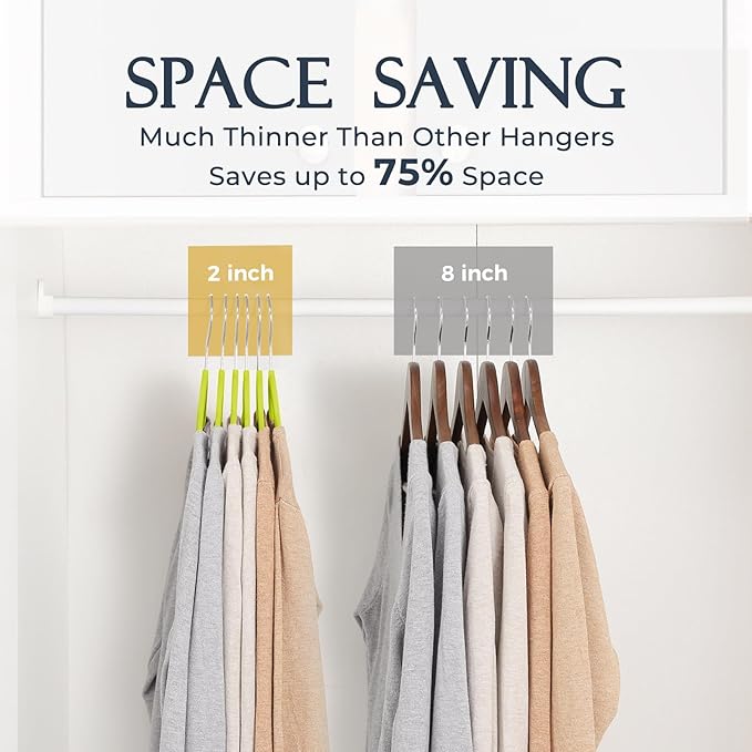 HOUSE DAY Vibrant Green Velvet Hangers 60 Pack, Non Slip Clothes Felt Hanger Heavy Duty for Coat, Premium Slim Space Saving Suit Hangers for Closet Organizer, 360° Rotating Silver Hook