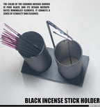 2 in 1 Incense Holder for Sticks,Glass Incense Burner Holder with Storage,Upside Down Incense Holder for Sticks with Glass Ash Catcher for Meditation Yoga Spa Room Home Decor[2 Long Full Black]