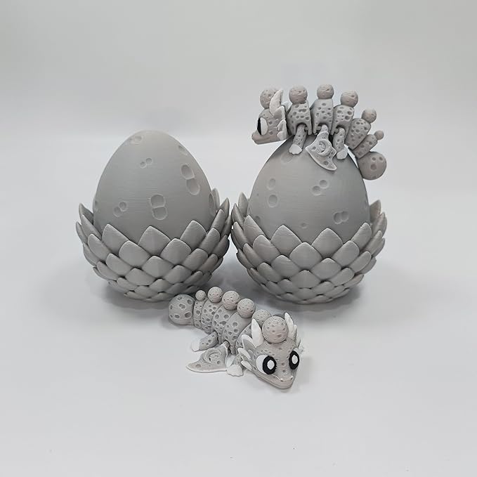 Enchanted 3D Egg with Miniature Inside - Handcrafted Printed Collectible | Fantasy Decor & Gift (Moon Dragon & Egg (Box))