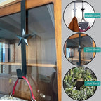 3 Pcs 15 Inch Wreath Hanger for Front Door Star Pattern Garland Hanger Over The Door Metal Door Wreath Decoration Hanger Hook for Various Festive Wreaths Hanging Towels Coats Etc (Black)