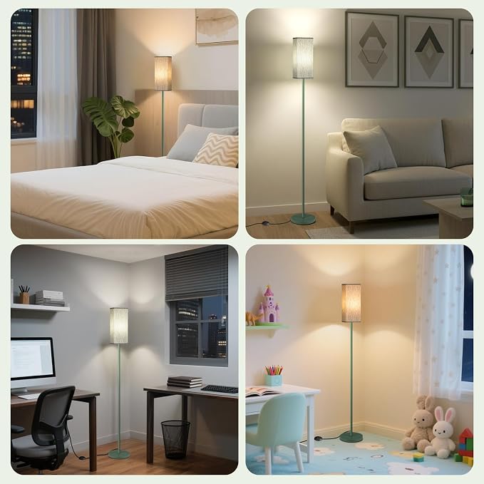 64.6" Floor Lamp, Pole Lamp with Foot Switch, Modern Standing Lamp, Minimalist Freestanding Lamp (Bulb Not Included), for Living Room, Bedroom Office ETL Listed, Green QQ07LD05