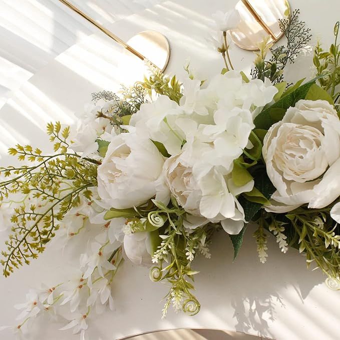 DULRLLY Artificial Peony Flower Swag, 30 in Wedding Arch Flowers, Faux Floral Swag for Lintel, Over The Door Decorative Swag, Rustic Artificial Floral Swag for Home Decor (5)
