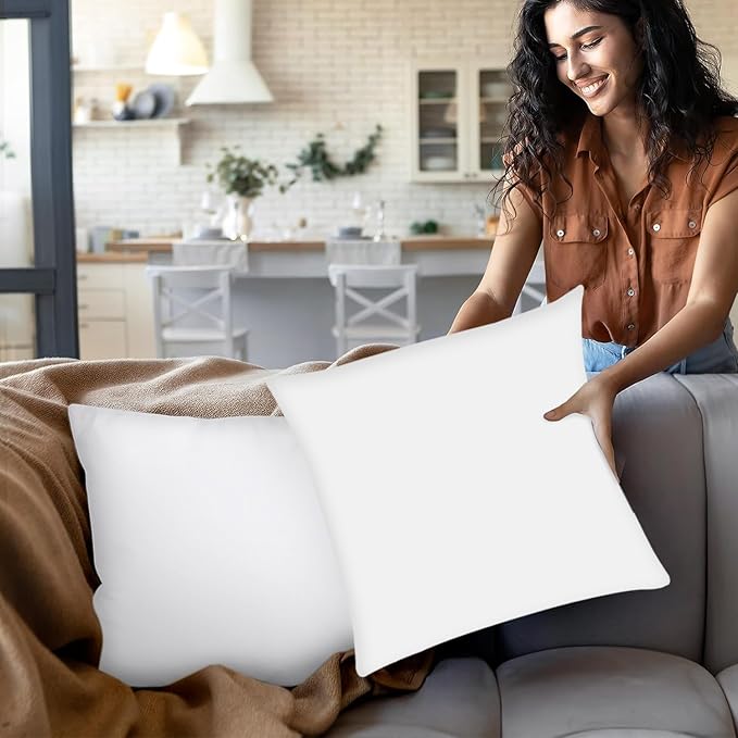 Covers & All Throw Pillow Inserts Only Pack of 4, Durable Soft Square 20 x 20 Inches 65 GSM Non-Woven Fabric with 15D Silicon Fiber Filling, Universal uses for Home Decor Office Indoor Outdoor