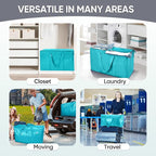 TICONN 6 Pack Extra Large Moving Bags Heavy Duty with Zippers & Carrying Handles, Durable Storage Bags Moving Boxes for Closet Organizers and Storage (6 Pack, Aqua)