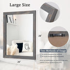 AAZZKANG Wooden Mirror Rectangle Rustic Mirrors for Wall Decorative for Bedroom Bathroom Living Room Entryway Hanging Home Decor 28"x20"