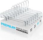 HOUSE DAY 50 Pack 14 inch Clear Plastic Pants Hangers with Clips, Skirt Hangers, Clip Hangers for Pants, Trouser Bulk Plastic Pant Hangers