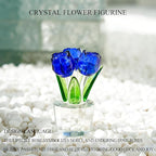 Blue Crystal Rose Flower Figurine for Wife Girlfriend Rose Collectible Figurines for Valentine's Day(3.2 * 2inch)