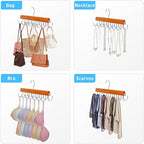Belt Hanger for Closet, 360° Rotating Tie & Belt Rack for Storage with 14 Hooks,Versatile Hanger Rack with Hooks(2Natural)