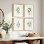 Framed Sage Green Botanical Wall for Kitchen, 4 Piece Minimalist Modern Farmhouse Plant Artwork for Walls, Boho Green Leaf Picture Prints for Kitchen Bathroom Bedroom Living Room Decor, 8x10 Inch