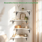 NATURE'S SOURCE Corner Floating Shelves Set of 4, Corner Shelves Wall Mounted, for Bedroom Kitchen Living Room Bathroom Office- Modern Style (White, Set of 4)