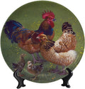 Rooster Decorative Plate Stand, 8 Inch, Rooster Chicks Hang Out on The Lawn Round Display Plate, Hanging Decorative Plate with Display Stand, for Wall Hanging Living Room Bathroom Decor Gift