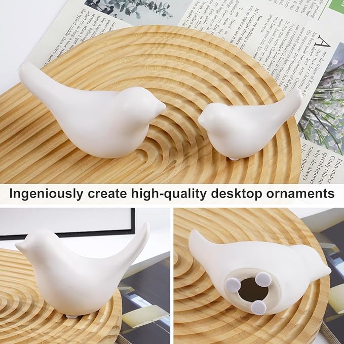 Notakia Small White Birds Statues Home Decor Modern Style Decorative Ornaments for Living Room Decor, Bedroom, Office Desktop, Cabinets (2Pcs White Birds)