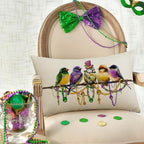 RABUSOFA Mardi Gras Pillow Cover 12x20 Inch Birds Beads Decorative Pillow Case Holiday Decorations for Home Sofa Couch