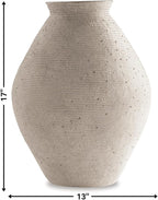 Signature Design by Ashley Hannela 17" Modern Distressed Polyresin Vase, Antique Tan