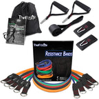 TheFitLife Exercise Resistance Bands with Handles - 5 Fitness Workout Bands Stackable up to 110/150/200/250/300 lbs, Training Tubes with Large Handles, Ankle Straps, Door Anchor, Carry Bag