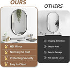 Black Oval Mirror, 24"x36" Oval Bathroom Mirror, Vanity Mirror with Brushed Metal Frame, Wall Mount Mirrors Decor for Bathroom, Bedroom, Entryway, Living Room(Hangs Horizontally or Vertically)