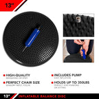 JFIT Inflatable Balance and Stability Disc, Black, 13-Inch
