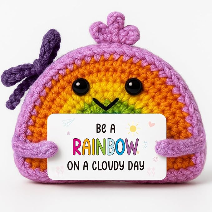 MAMAGIFTREE Inspirational Rainbow Doll with Encouragement Card, Cute Home Decor Gift for Women, Friends, Coworkers, Mother's Day Birthday Graduation Gift