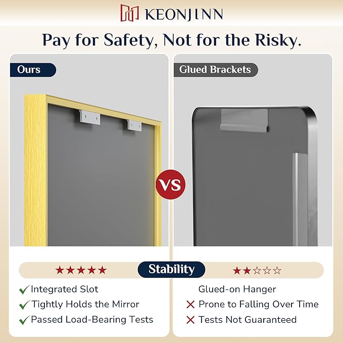 Keonjinn Gold Bathroom Mirror 48 x 30 Inch, Gold Trimmed Bathroom Wall Mirror, Large Brushed Metal Frame Mirrors for Over Sink, Modern Farmhouse Vanity Rectangle Mirrors(Horizontal/Vertical)