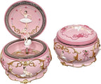 Briskfeel Classical Ballerina Music Box Jewelry Box LED lights Twinkling Resin Carved Collectible Mechanical Ballerine Musical Box with Sankyo 18-Note Ballerina Rotates (4# Ballet)