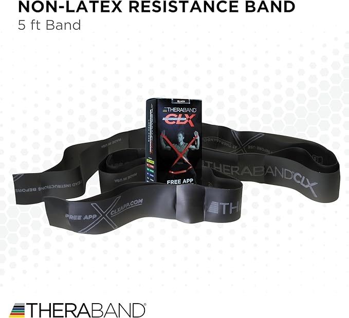 THERABAND CLX Resistance Band with Loops, 5-Foot Non-Latex Exercise Band for Mobility, Rehab, Stretching & Home Workouts, Color-Coded Resistance Levels