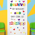 gisgfim Classroom Bulletin Board Decoration Set Colorful Classroom Decorations Wall or Door Decor for Kindergarten Preschool Elementary Middle School(Believe in Yourself You Will Be Unstoppable)
