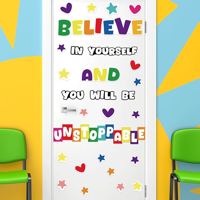 gisgfim Classroom Bulletin Board Decoration Set Colorful Classroom Decorations Wall or Door Decor for Kindergarten Preschool Elementary Middle School(Believe in Yourself You Will Be Unstoppable)