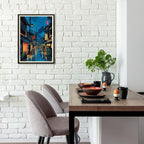 Japanese Tokyo Tea House Canvas Wall Art Japanese City Street Cafe Scene Picture Print Modern Ukiyo-e Decor Poster for Japanese Home Bedroom Decorations Artwork20x30in Black Framed