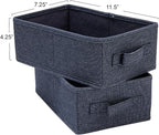 Collapsible Cotton Blend Rectangular Storage Drawer with Handle, Set of 2, Denim