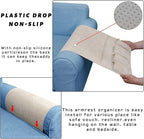 NB Sofa Armrest Organize Remote Holder Bedside Caddy Organizer With 5 Pockets，Non-Slip Couch Remote Control Holder Couch Armchair Caddy Accessories (Beige, 35''X18'')