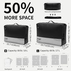 Vacuum Seal Bags for Travel 180° Open Compression Packing Cubes for Carry-on Luggage, IP67 Waterproof Space Saver Storage Bag (1 Large Pack No Pump Black)