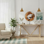 WELLAND Round Cedar Wood Sculpture 13.77" W x 13.77" D x 14" H, Irregular Shape Decor for Living Room, Bedroom, Home Office