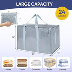 TICONN 8 Pack Extra Large Moving Bags Heavy Duty with Zippers & Carrying Handles, Durable Storage Bags Moving Boxes for Closet Organizers and Storage (8 Pack, Light Grey)