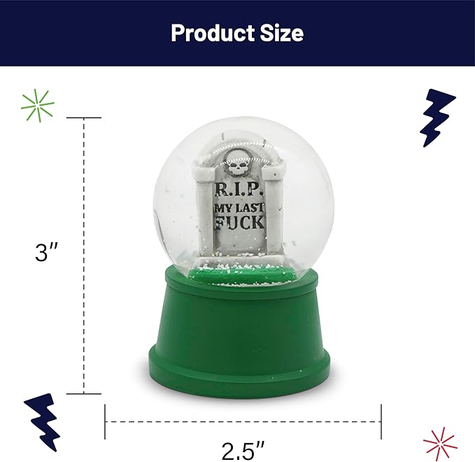 Funny Novelty Snow Globe – Quirky Mini Desk Gift for Office, Home, or Holiday – Unique Collectible Gag Gift for Friends and Coworkers - Tombstone
