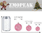 Emopeak 24Pcs Christmas Balls Ornaments for Xmas Christmas Tree - 4 Style Shatterproof Christmas Tree Decorations Hanging Ball for Holiday Wedding Party Decoration (Pink, 1.3"/3.2CM)