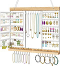 Large Rotating Hanging Jewelry Organizer, 5-Tier Wall Mounted Earring Holder for 180 Pairs, Jewelry Rack for Earrings, Necklaces, Bracelets & Rings, Necklaces, Bracelets & Rings, for Girls, White