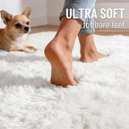 OLANLY 7x10 Machine Washable Large Area Rugs for Living Room, Bedroom, Soft Fluffy Shaggy Bedside Rug, Indoor Floor Carpet for Kids Girls and Boys, Dorms, Nursery, Home Decor Aesthetic, White