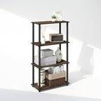 Furinno Turn-N-Tube Book Shelf, 4-Tier Bookshelf, Bookcase with Multipurpose Compact Display Rack, 11.6 x 23.6 x 43.2, for Living Room, Bedroom, Home Office, Columbia Walnut/Black
