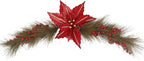 CITYES Christmas Swag Decoration Floral Swag with Berries and Silk Poinsettia Flowers Pine Needles Greenery 41.34 Inch Christmas Swag Xmas Door Swag for Front Door Festival Decor Wall Arch Window
