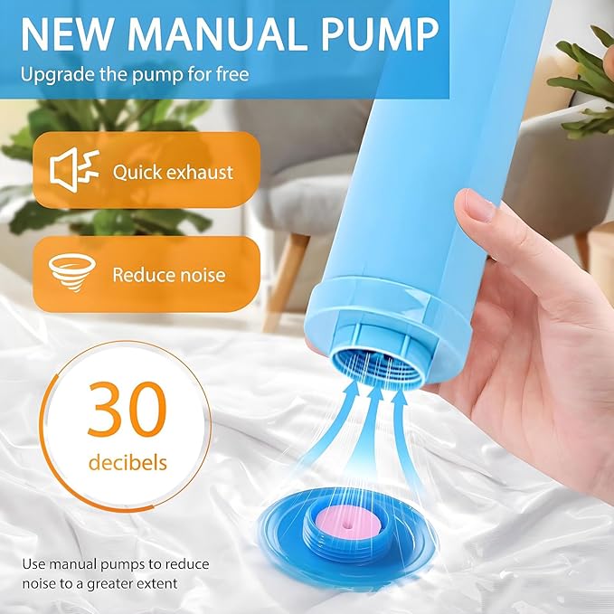8 Pack Large Vacuum Storage Bags, Vacuum Seal Bags for Clothing with Hand Pump, 80% Space Saver Bags for Clothes, Pillows, Comforters and Blankets, Home Travel Essentials