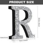 Qunclay 8'' Silver Crystal Diamond Bling Letters Crushed Diamond Decoration Wooden Glitter Letter with Screw and Hooks Rhinestone Gift for Wedding Y2k Mcbling Bedroom Wall Decor (Letter R)