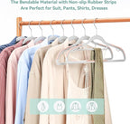 Pack of 50 Coat Hangers, Space-Saving Plastic Clothes Hangers, Non-Slip, 0.2 Inches Slim, 360° Swivel Silver Hook for Shirts, Pants, Suit & Wet/Dry Garments, Pink and Dark Gray