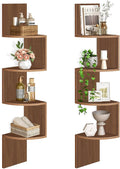 HOOBRO Corner Shelf Wall-Mounted, Set of 2 Floating Corner Shelves for Wall, 4-Tier Corner Bookshelves for Living Room, Bedroom, Bathroom, Home Office, Walnut WL25BJP201