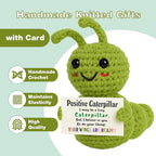 Mini Positive Christmas Caterpillar Gift – Cute Crochet Encouragement Gift for Kids, Students, Friends, Teachers Coworkers – Tiny Plush Bug with Card – Back to School, Just Because Present