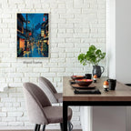 Japanese Tokyo Tea House Framed Canvas Wall Art Japanese City Street Cafe Scene Picture Print Modern Ukiyo-e Decor Poster for Home Bedroom Decorations Artwork11x14in