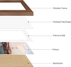 11x17 Picture Frame 3 Pack - Brown Poster Frame Display Pictures 9x15 with Mat or 11 x 17 Without Mat for Wall Hanging Horizontal and Vertical