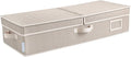 Foldable Under Bed Organizer with Double Folding Lid, Closet Organizers and Storage Bins for Blanket, Clothing, Comforter, Sweaters, Pillows, Linen Sheets, Wrapping Paper, Clay